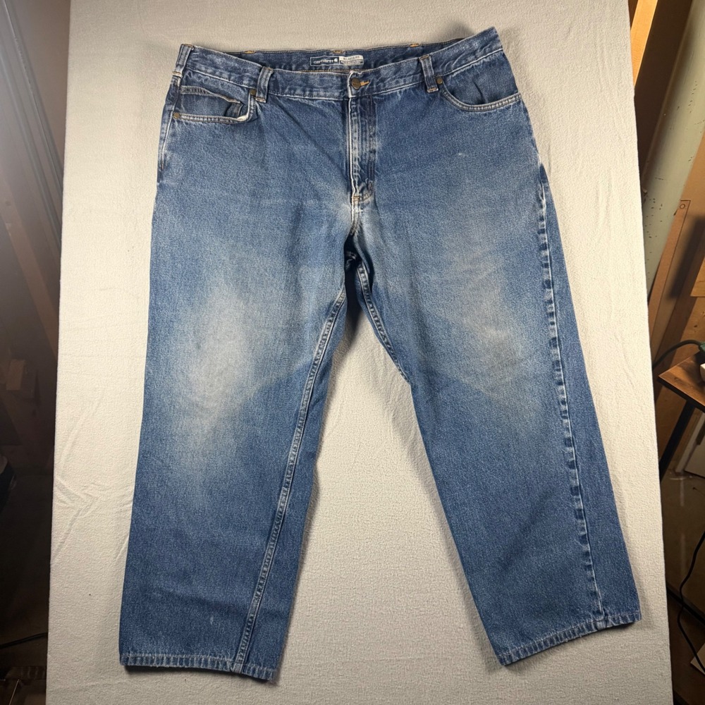 Carhartt Relaxed Fit Jeans Mens 42x30 Blue Denim Straight Leg Workwear Pants